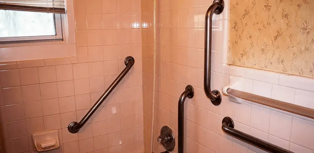 Shower grab bar installation for bathroom safety and accessibility in Lowell, MA