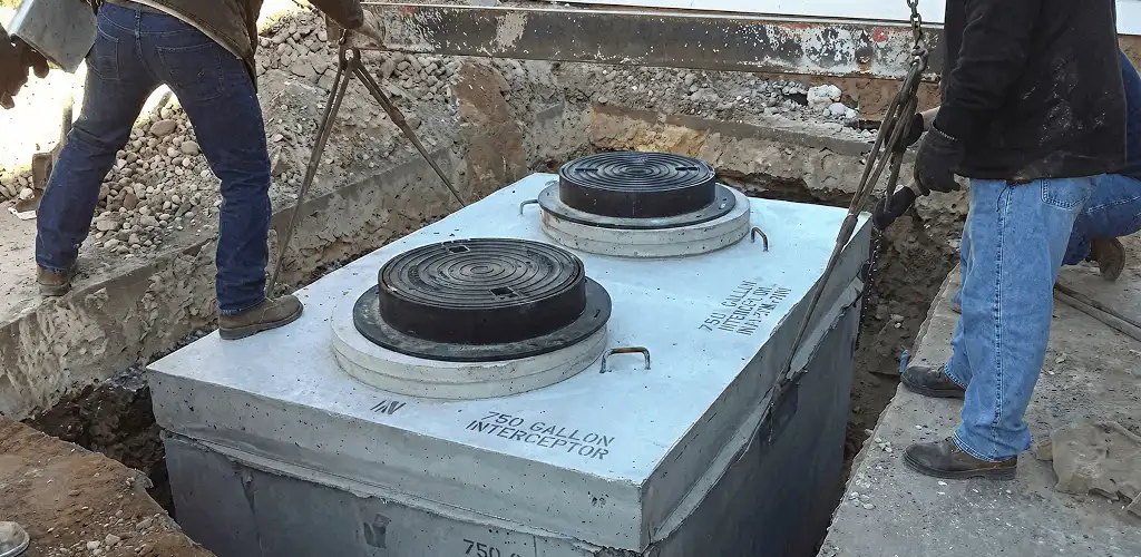 Grease trap installation for a commercial property drainage system in Lowell, MA