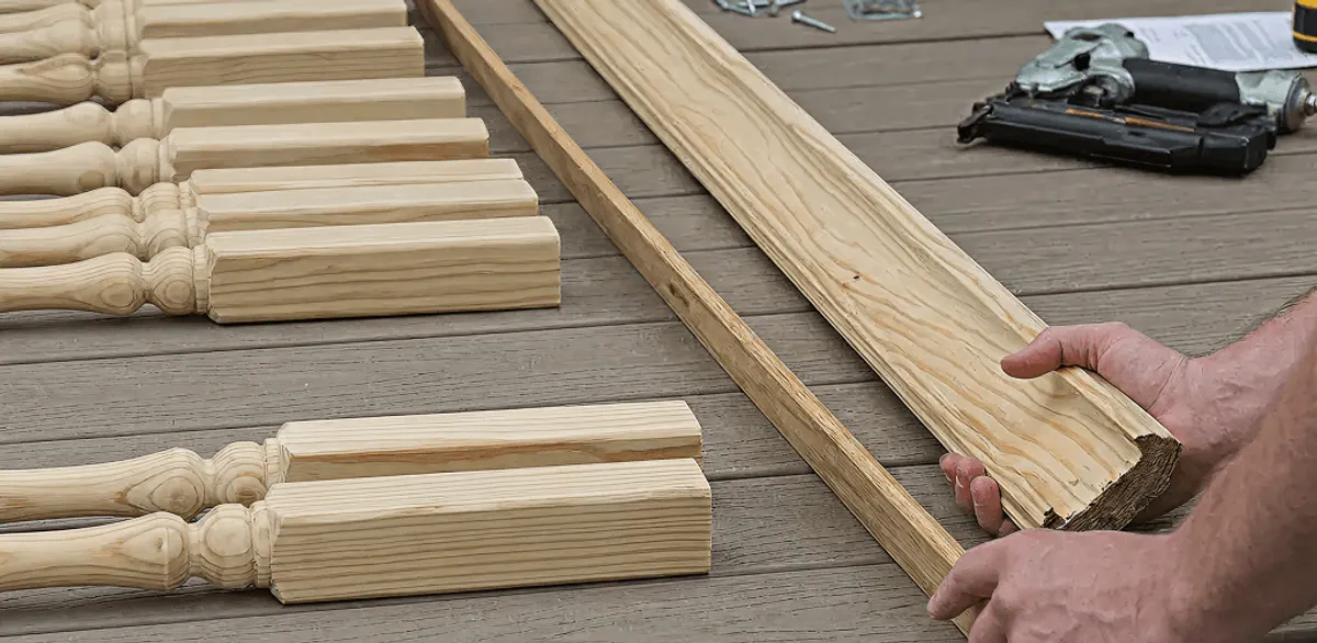 Handrail installation materials and wood components for stair rail work in Lowell, MA