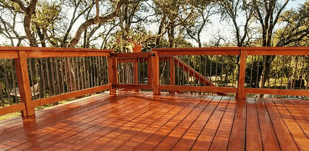 Deck sealing results with a freshly sealed wood deck in Lowell, MA